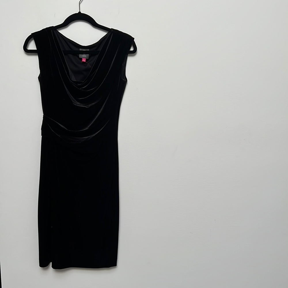 Vince Camuto Women's Velvet Cowl Neck Ruched Bodycon